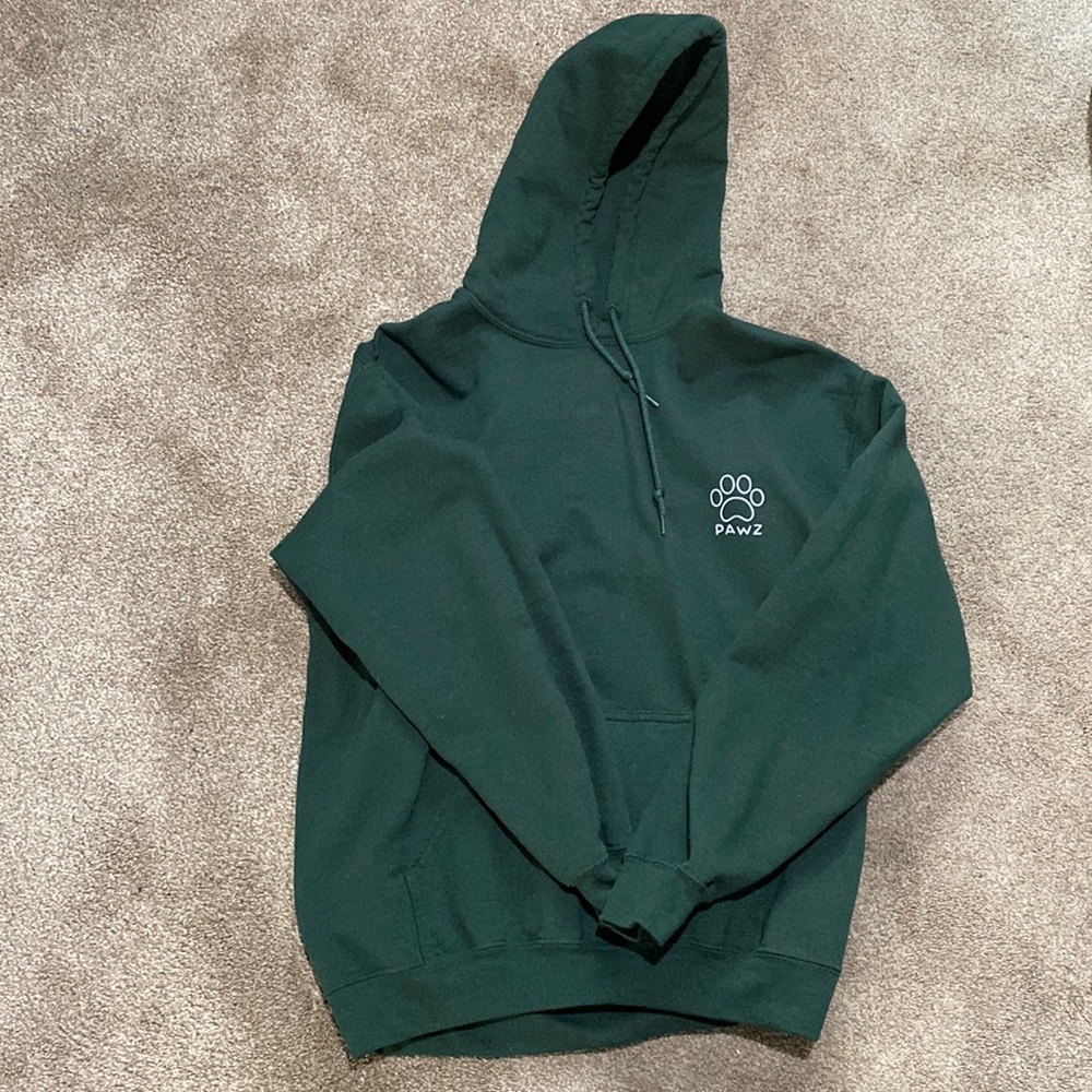 Green Pawprint Hoodie | PAWZI Size Medium